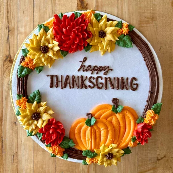 10" Happy Thanksgiving Cake Single Layer (Requires 5 day notice)