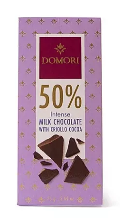 50% Intense Milk Chocolate Bar with Criollo Cocoa by Domori (75g)