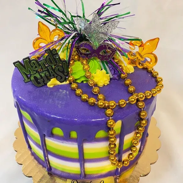 6" Purple Drip Mardi Gras Cake