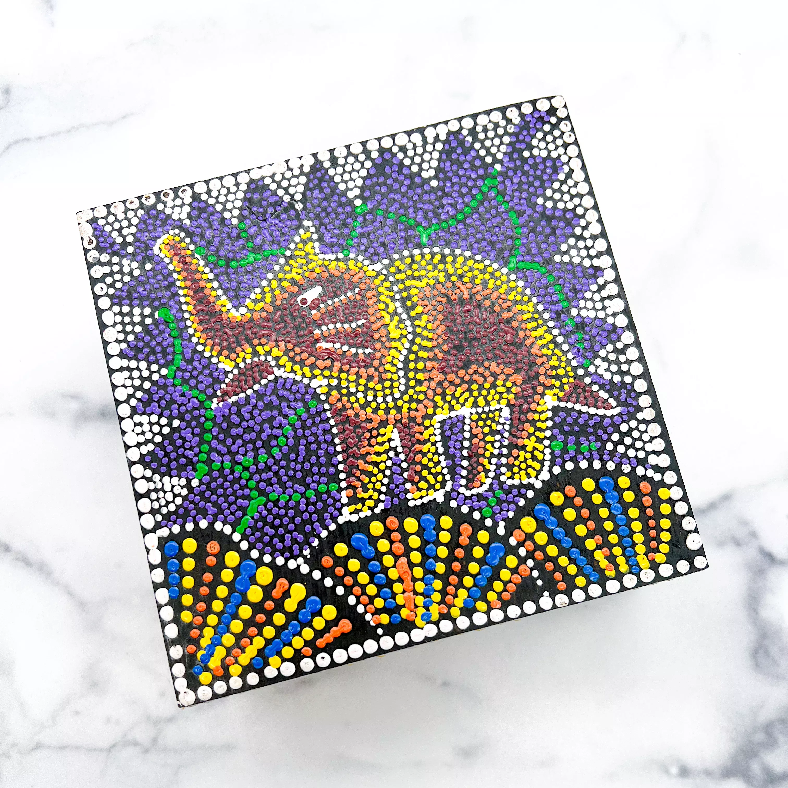 7' Square Box Aborigine Elephant