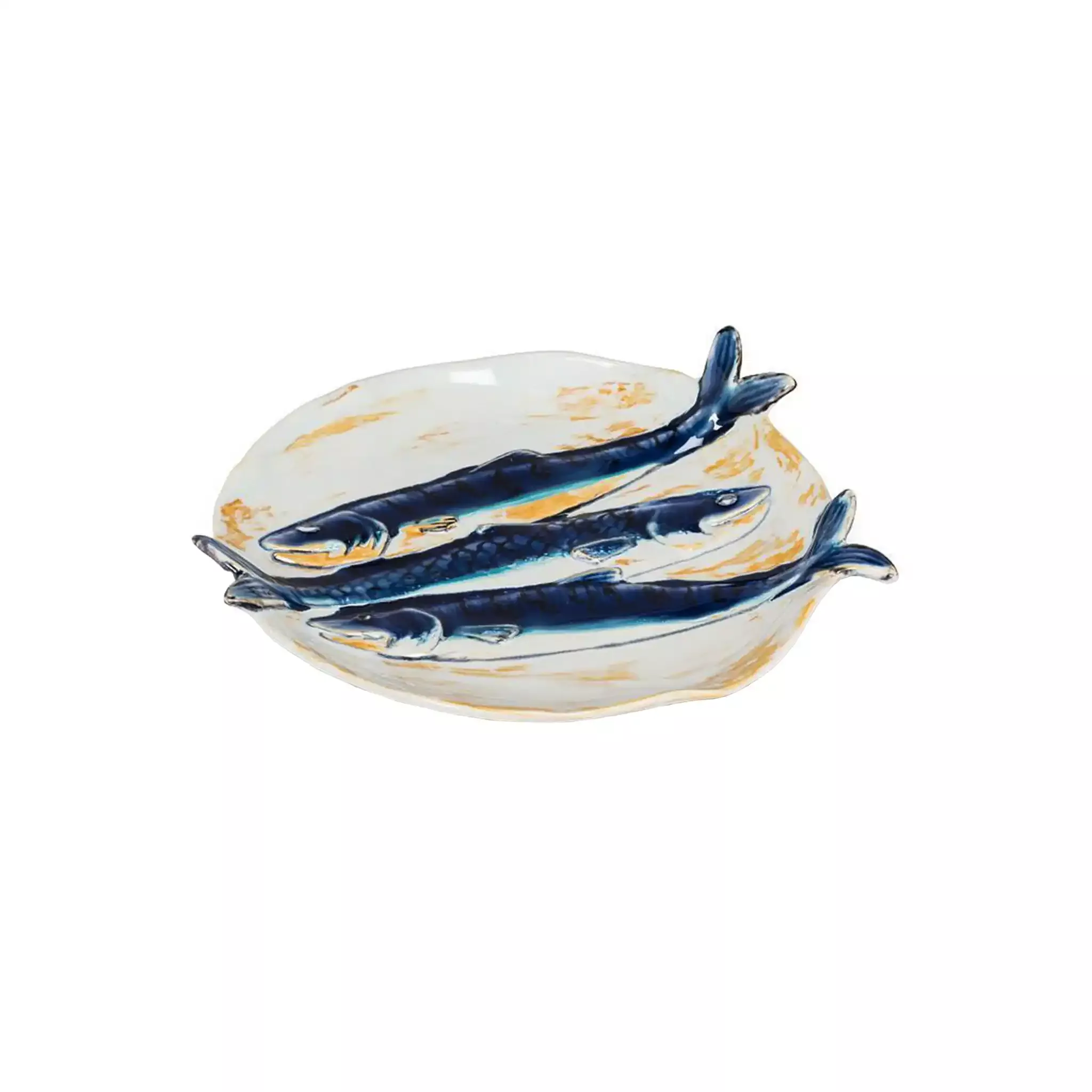ABBOTT TRIPLE FISH PLATE - BLUE & YELLOW