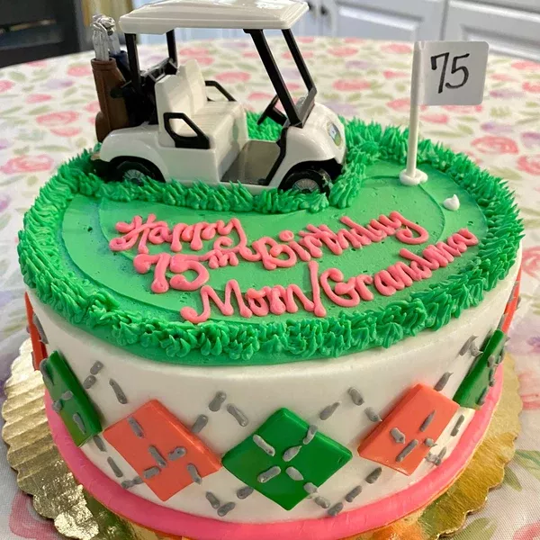 Argyle Golf Cart Round Cake
