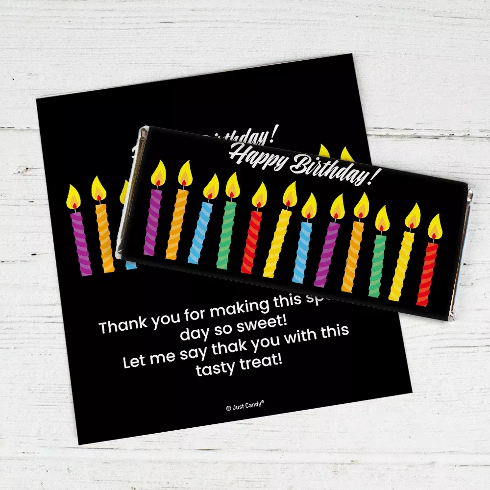 Birthday Chocolate Bar Wrappers Lit Candles
