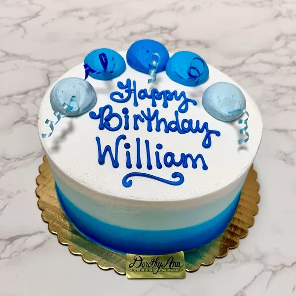 Blue Balloon Cake with Smear Side Design