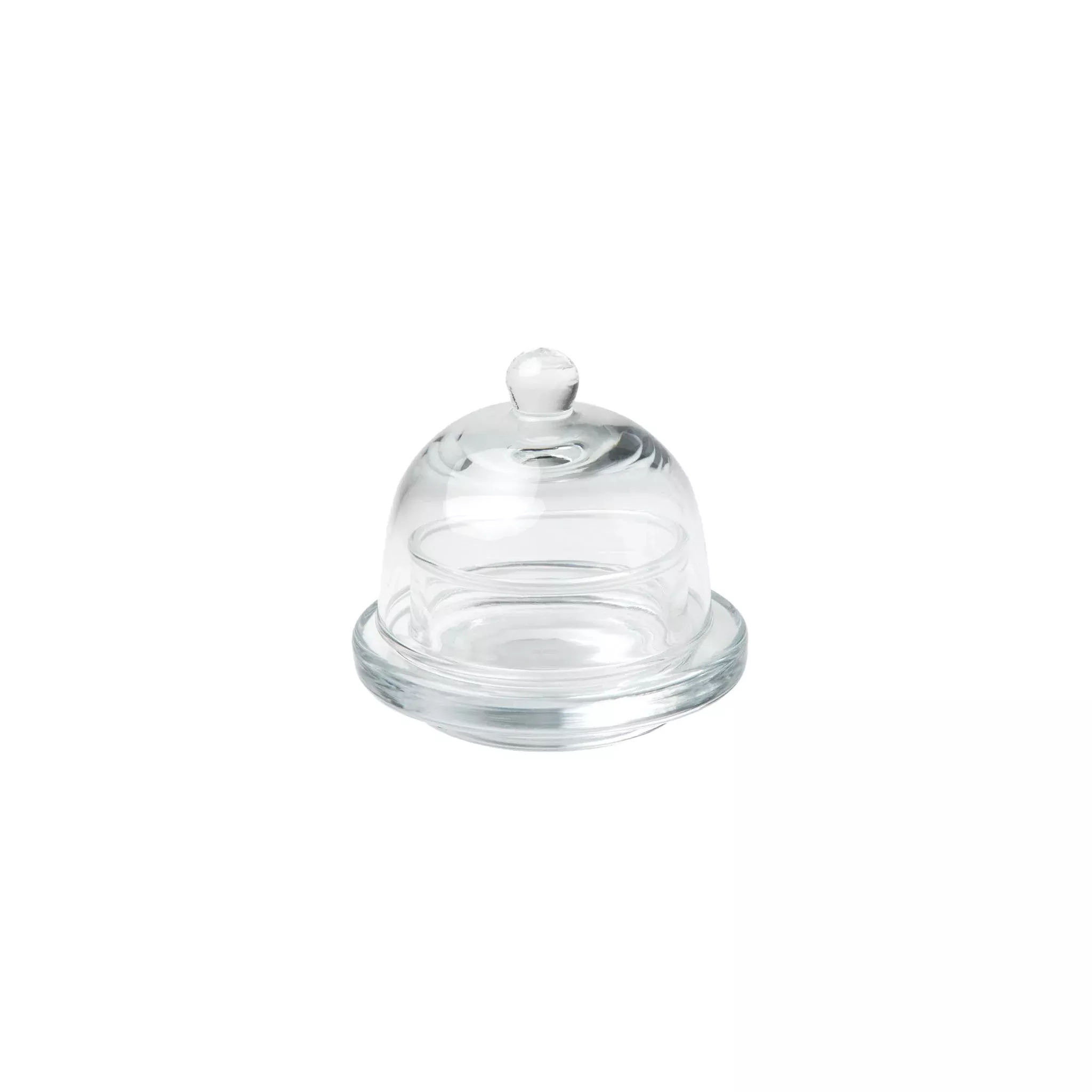 BLUE PHEASANT PIPER BUTTER DISH - CLEAR