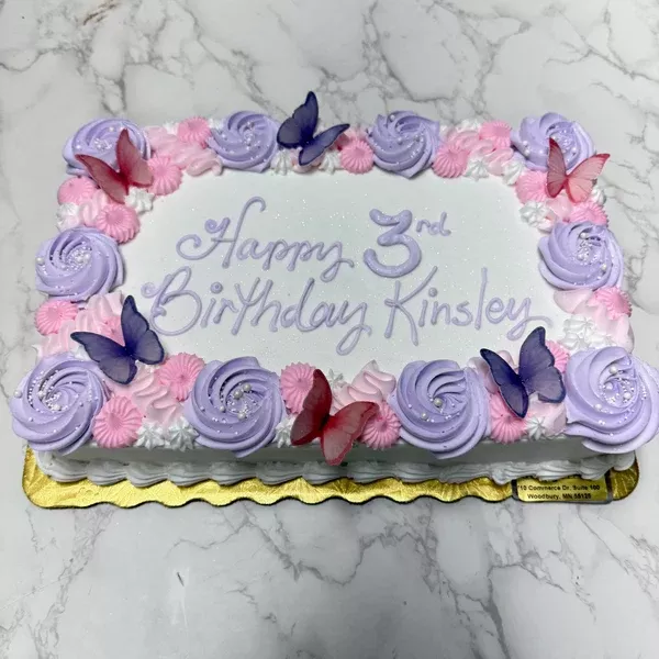 Butterfly and Flowers Sheet Cake