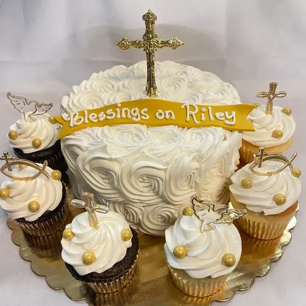 Combo Country Rose with Gold Plastic Cross