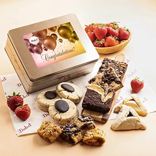 Congratulation Celebration Gourmet Gift Basket – Includes Brownies, Chinese Cookies – Ideal for Friends, Family, Co-workers, Boss, Neighbor, Parents & Grandparents