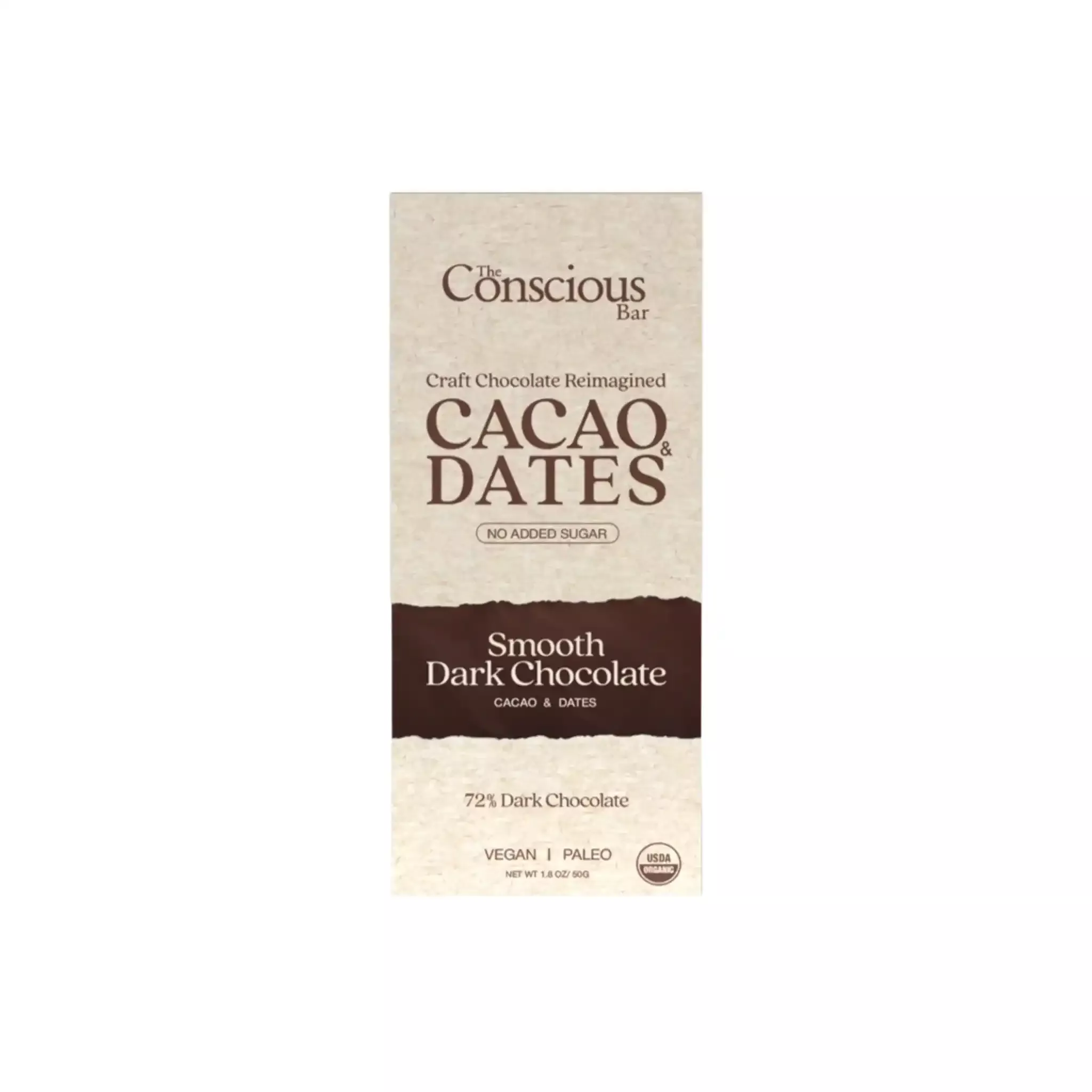 THE CONSCIOUS BAR SMOOTH DARK CHOCOLATE 72% 50g
