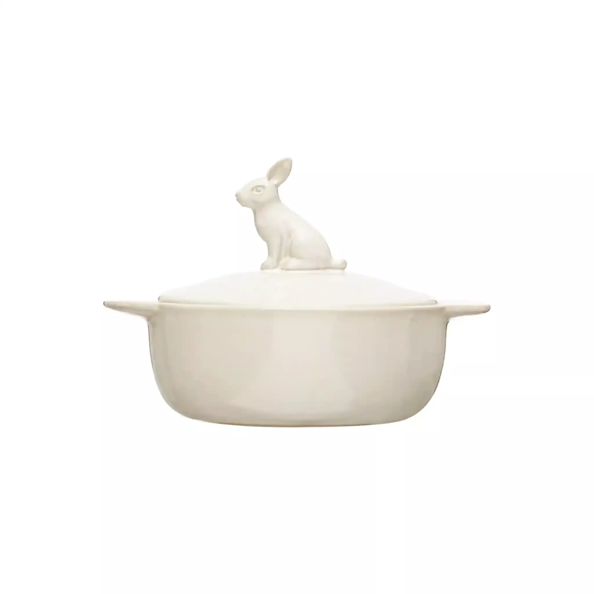 CREATIVE CO-OP BAKER WITH RABBIT FINIAL WHITE