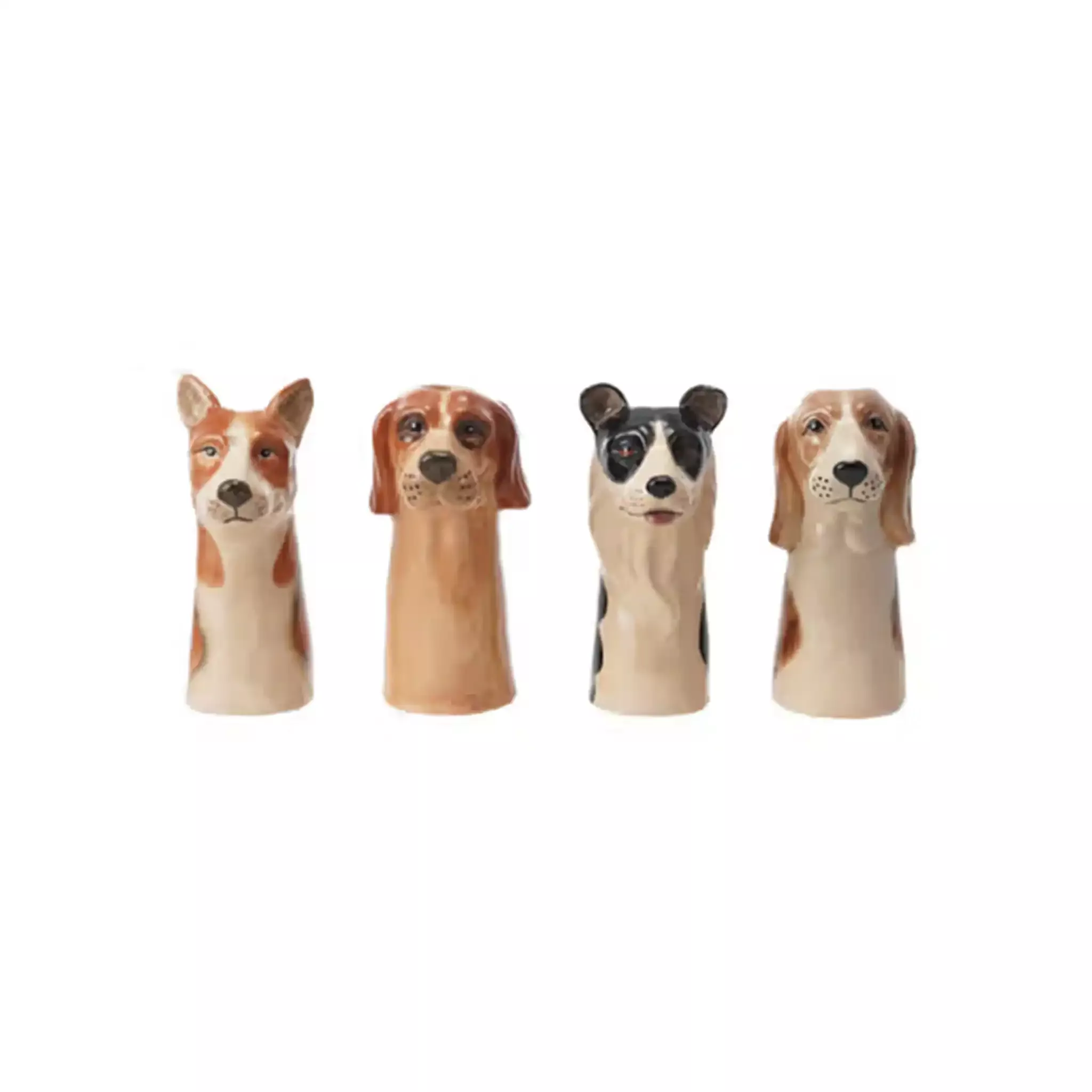 CREATIVE CO-OP STONEWARE HANDPAINTED DOG VASE - ASSORTED