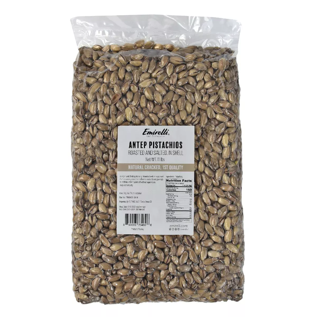 Emirelli Antep Pistachios - Roasted & SaltedIn Shell- Bulk 11 Lbs