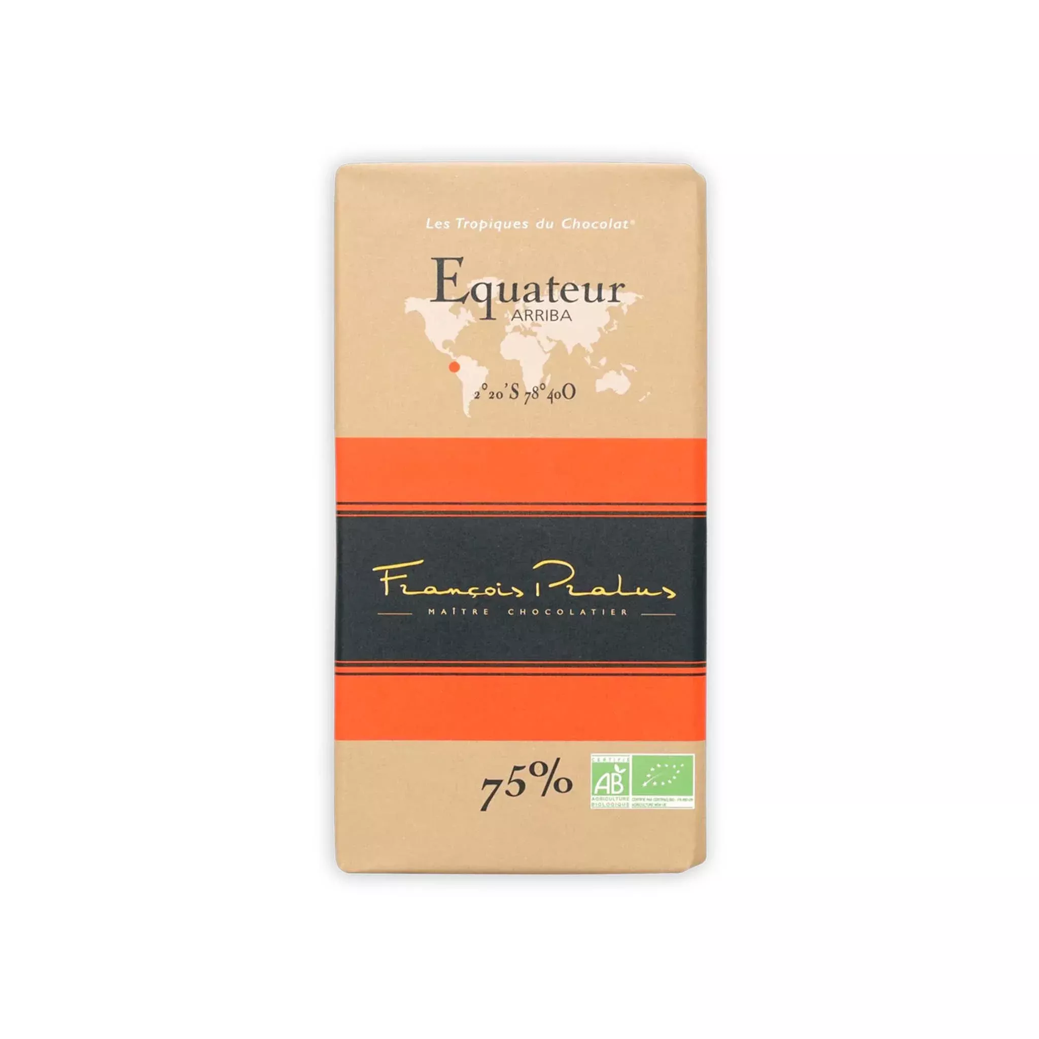 FRANCOIS PRALUS EQUATEUR 75% DARK CHOCOLATE 100g