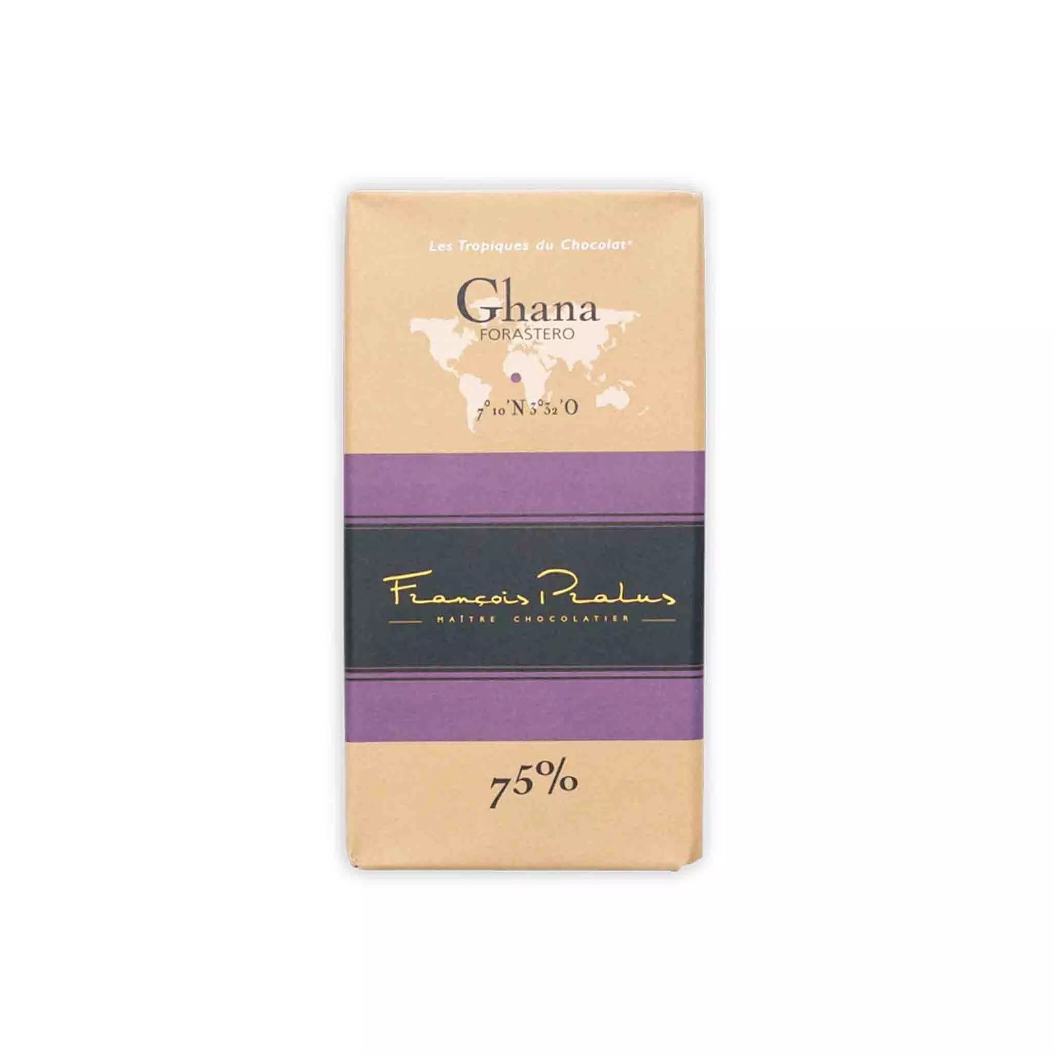 FRANCOIS PRALUS GHANA 75% DARK CHOCOLATE 100g