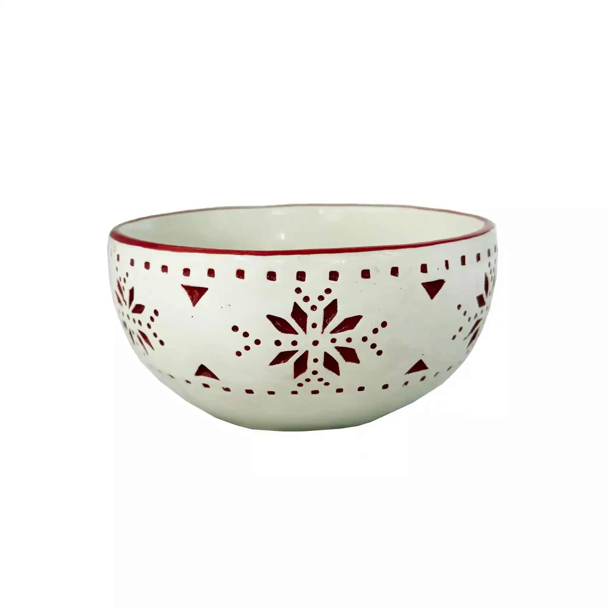 GIFTCRAFT CHRISTMAS BOWL - WHITE/RED