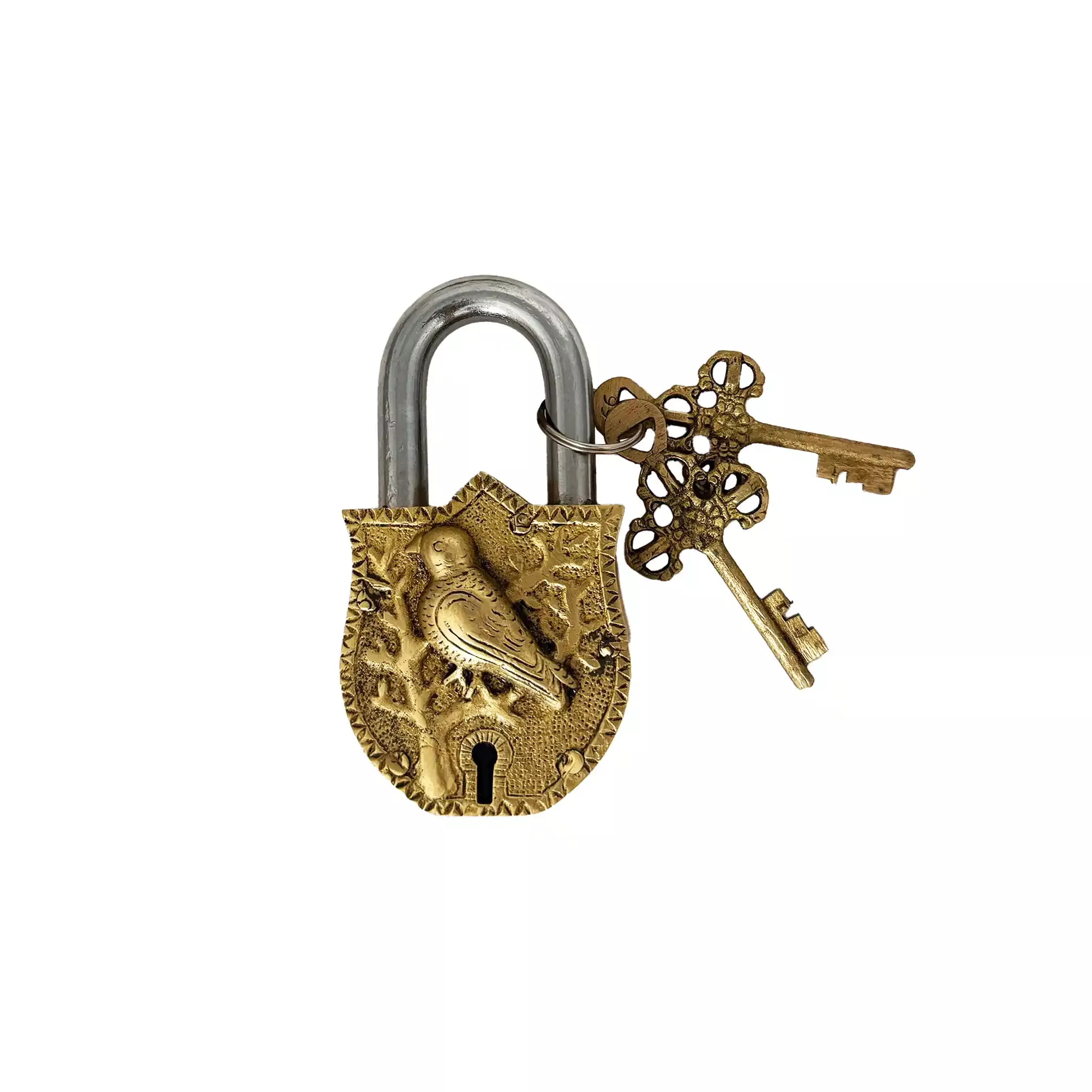 INDUS DESIGN BIRD ENGRAVED LOCK WITH 2 KEYS