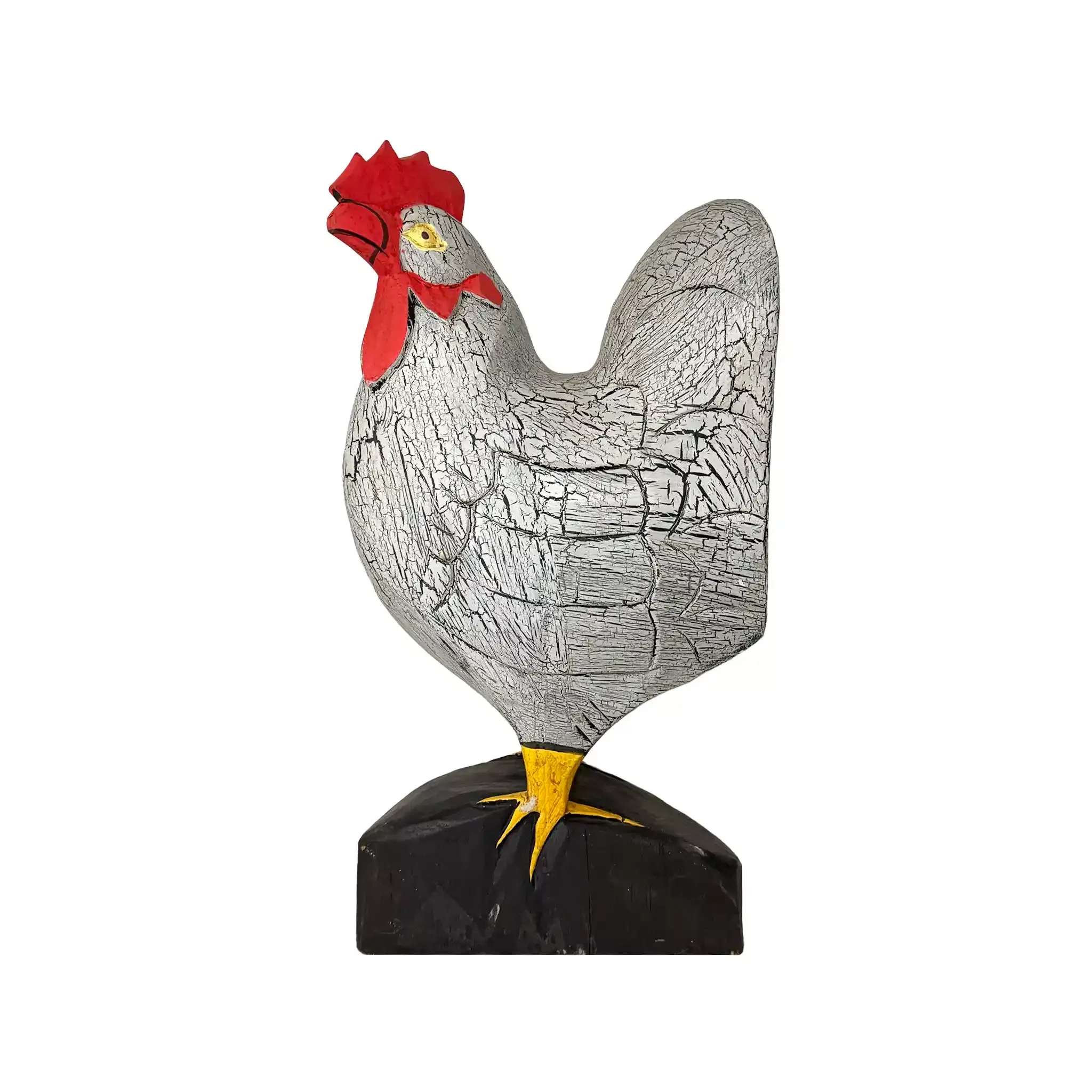 INDUS WOODEN ROOSTER - GRAY