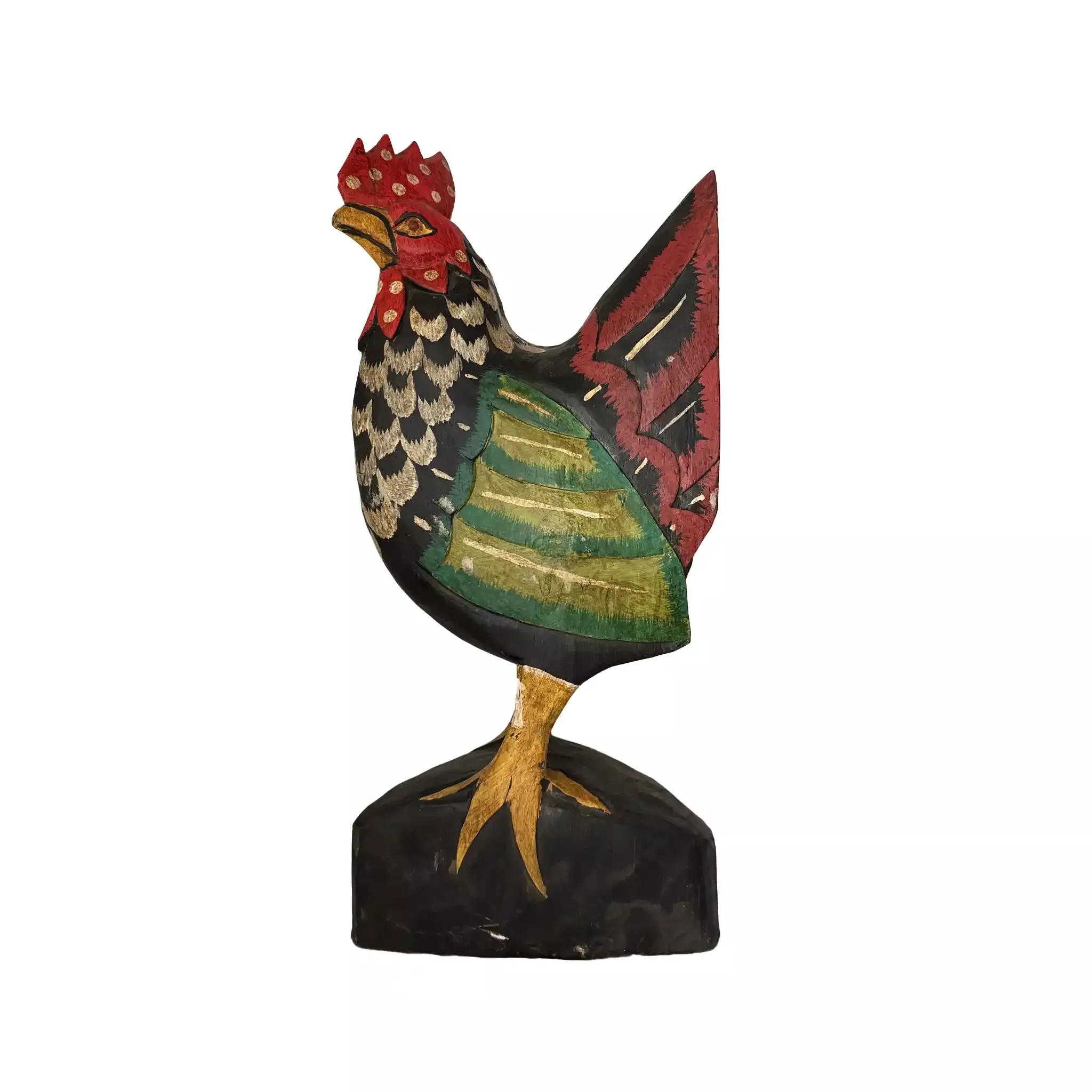 INDUS WOODEN ROOSTER - GREEN
