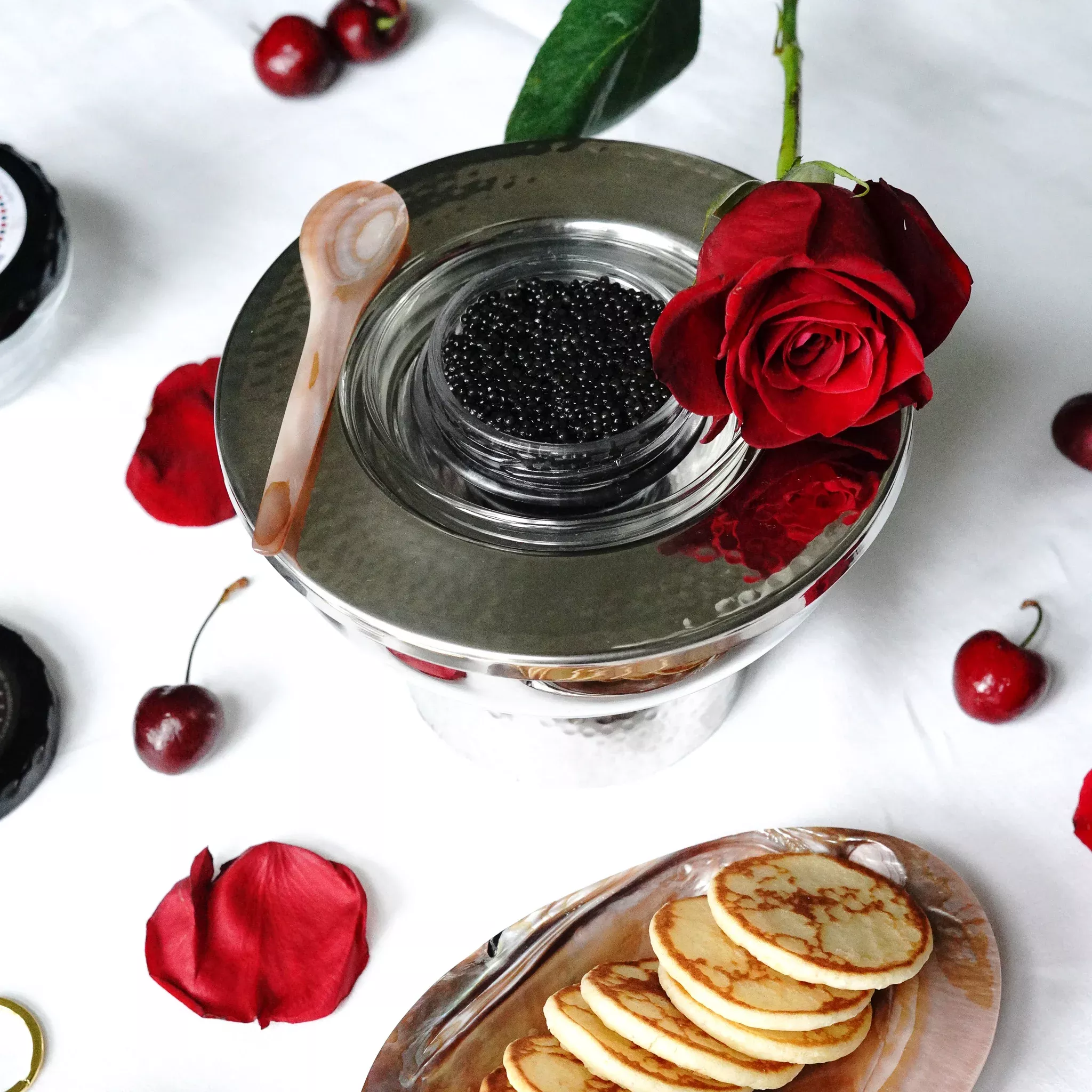 Insulated Caviar Server, Hammered Stainless Steel