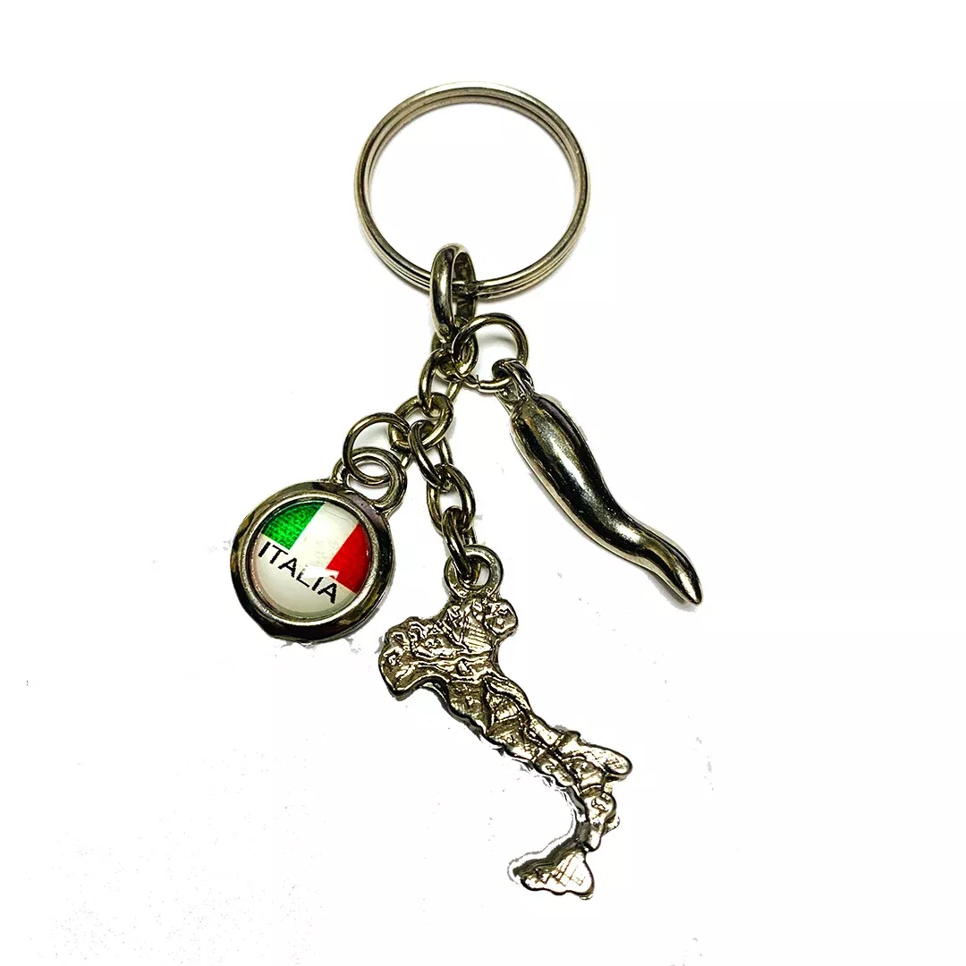 Italian Flag, Boot, and Horn Keychain