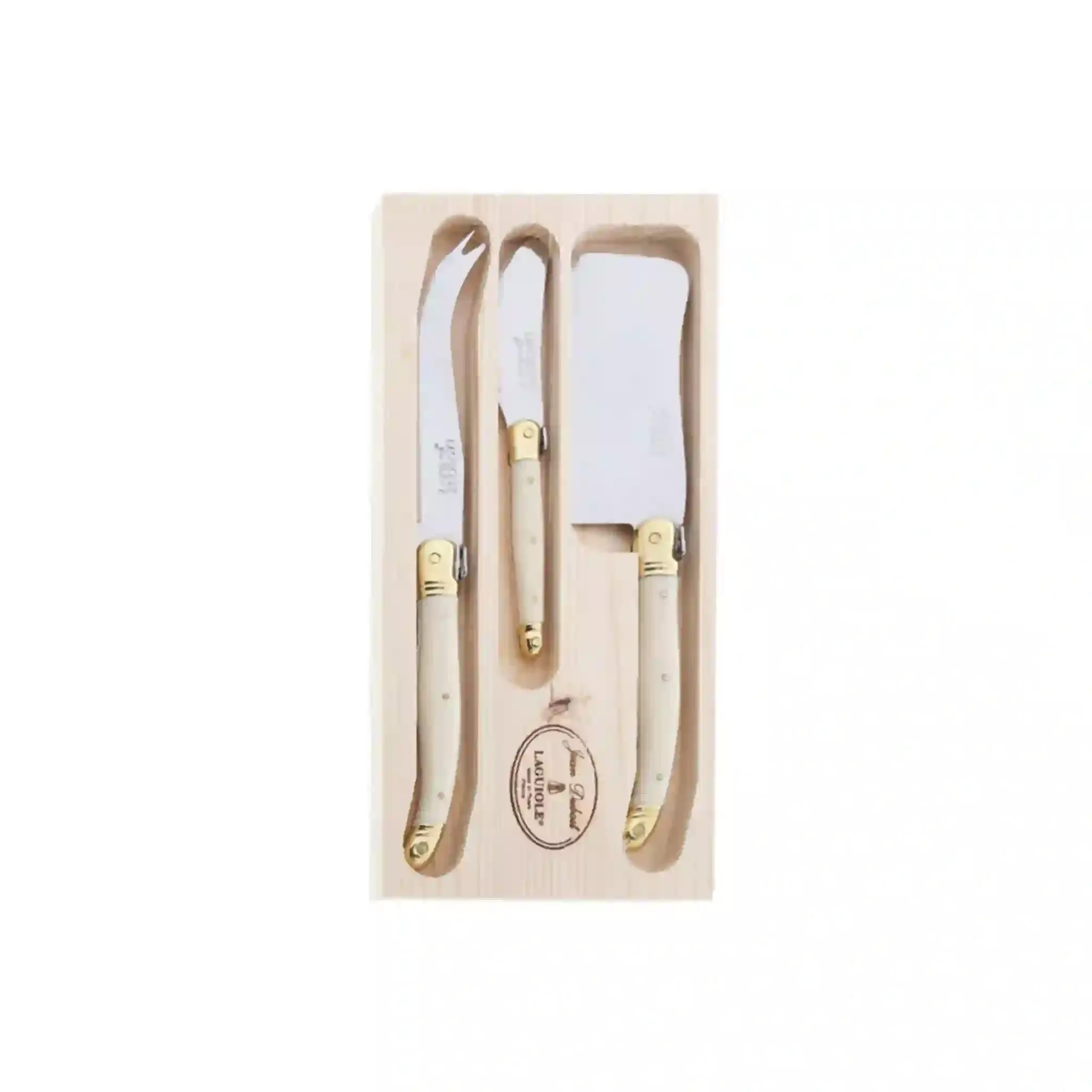 JEAN DUBOST 3 PIECE CHEESE SET - IVORY/BRASS