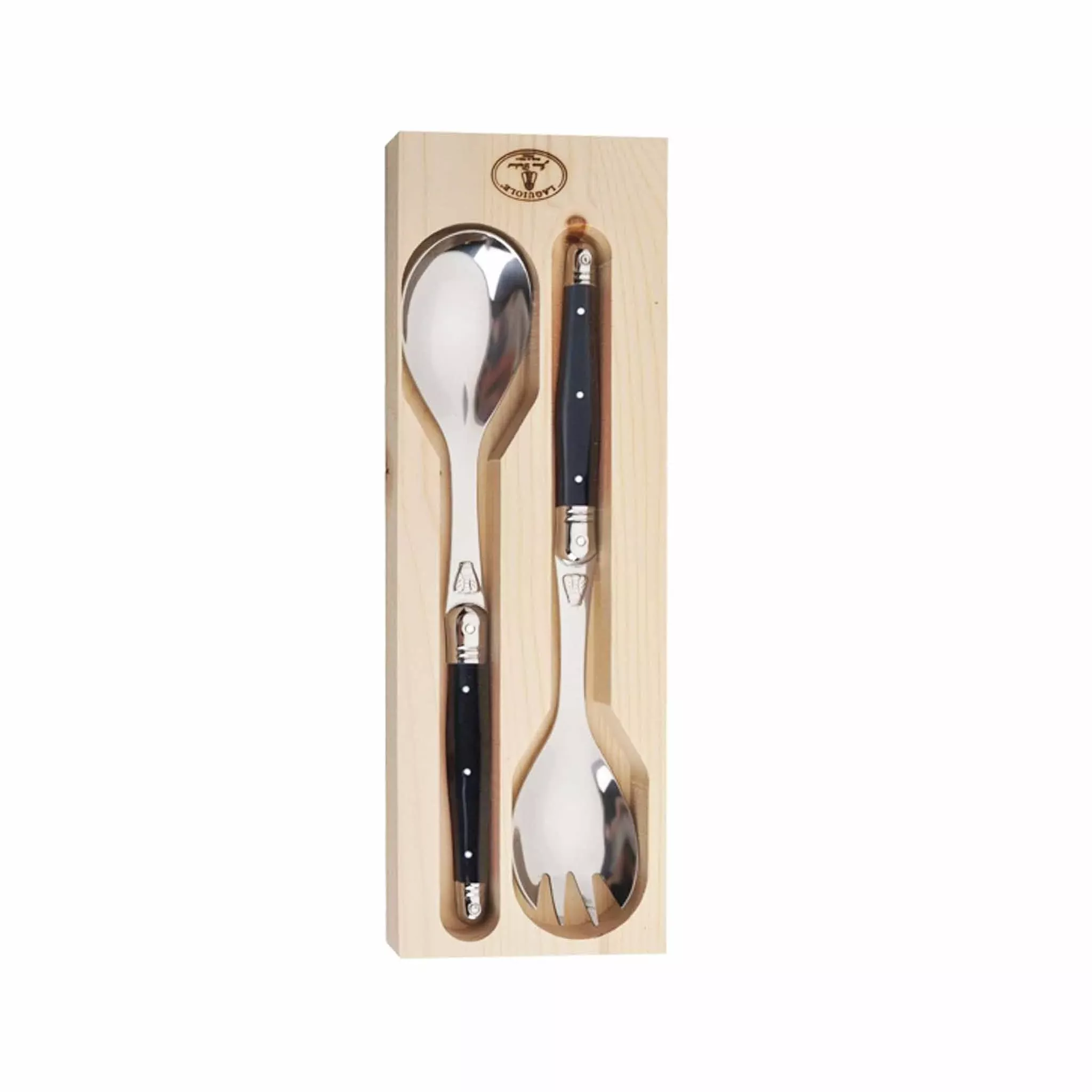 JEAN DUBOST LAGUIOLE SALAD SERVING SET - BLACK