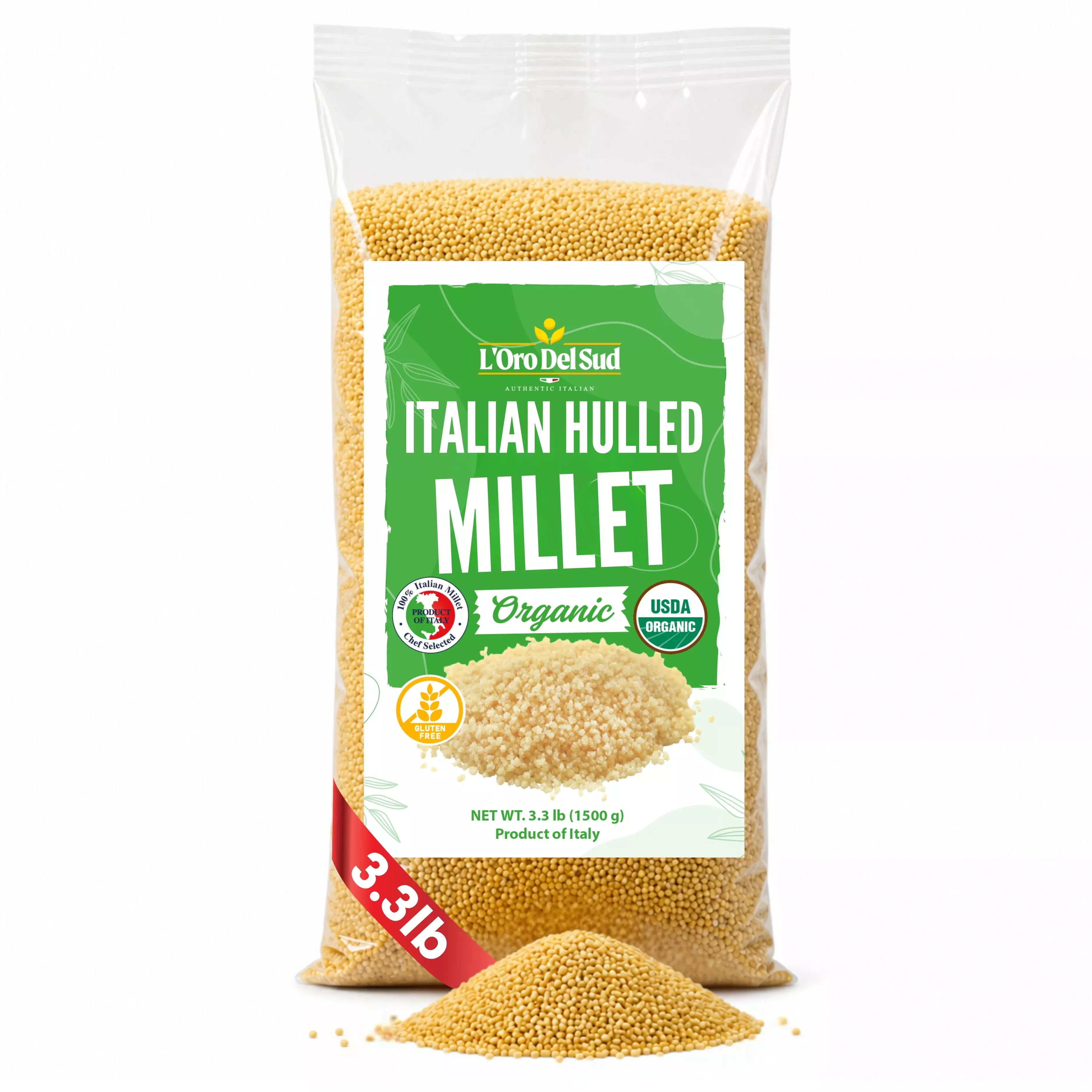 L'Oro Del Sud Hulled Millet, 1.5 kg / 3.3 lb