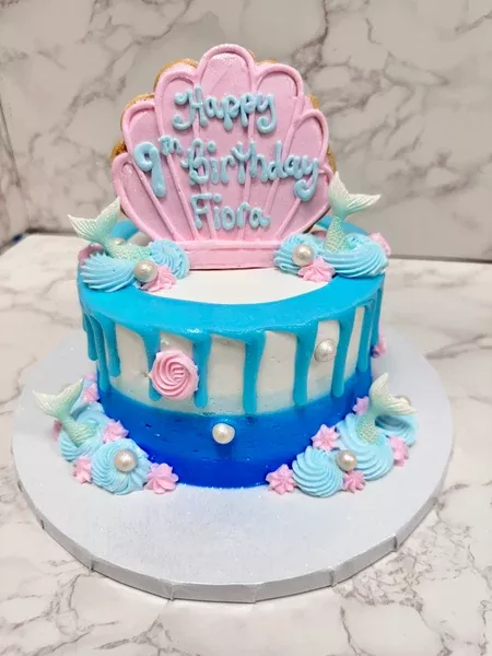 Mermaid Cake with Shell Cookie (3 layers)