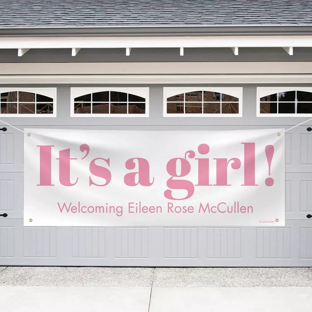 Personalized It's A Girl Garage Banner
