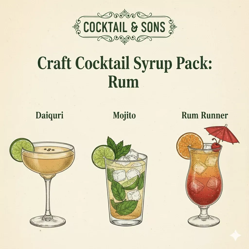 The Pro-Grade Rum Cocktail Kit (Craft Cocktail Syrup Pack - 8oz)