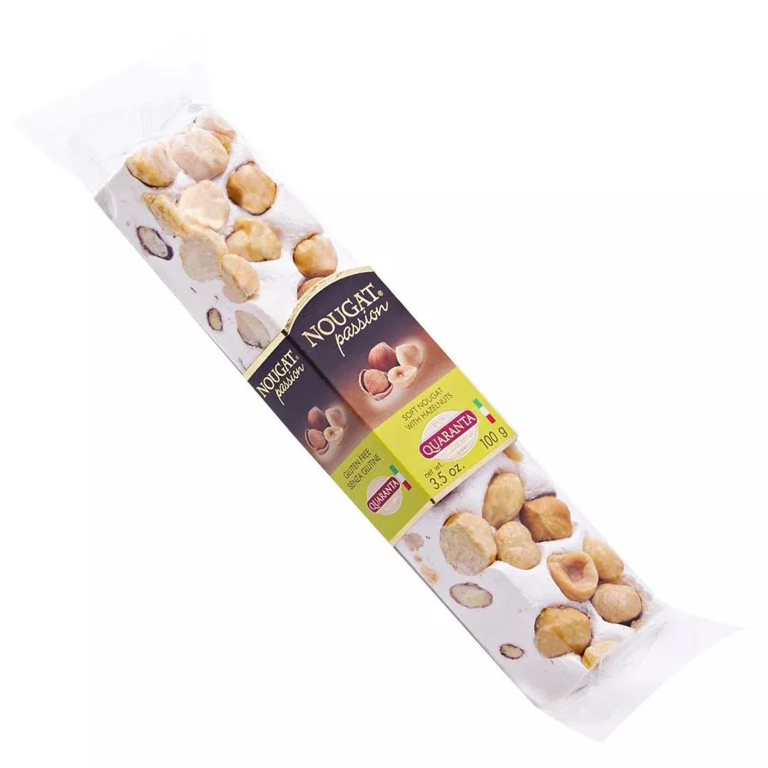 Quaranta Soft Nougat With Hazelnuts, Torrone Stick, 3.5 oz | 100g