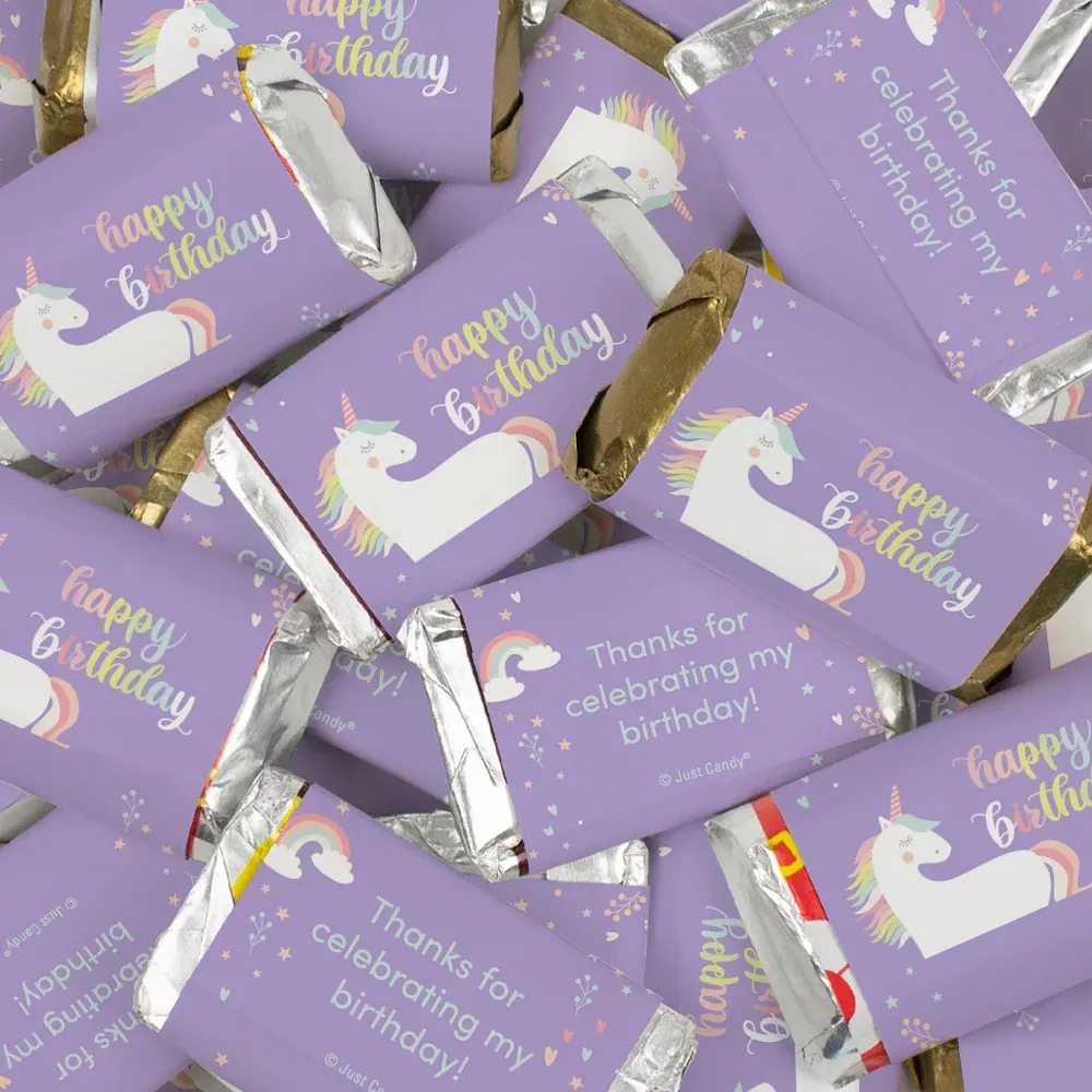 Rainbow Unicorn Birthday Bulk Wrapped Hershey's Chocolate Miniatures