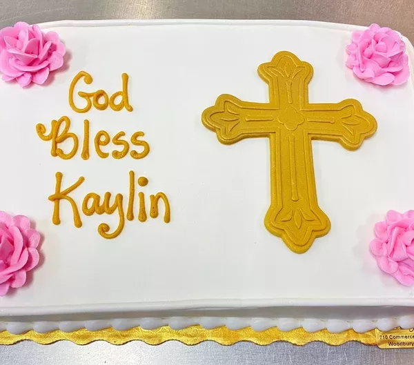 Roses & Gum Paste Cross Sheet Cake