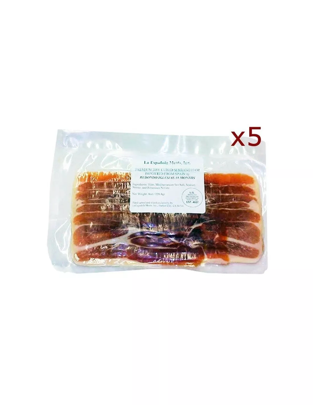 Sliced Imported Serrano Ham (5 pkgs)
