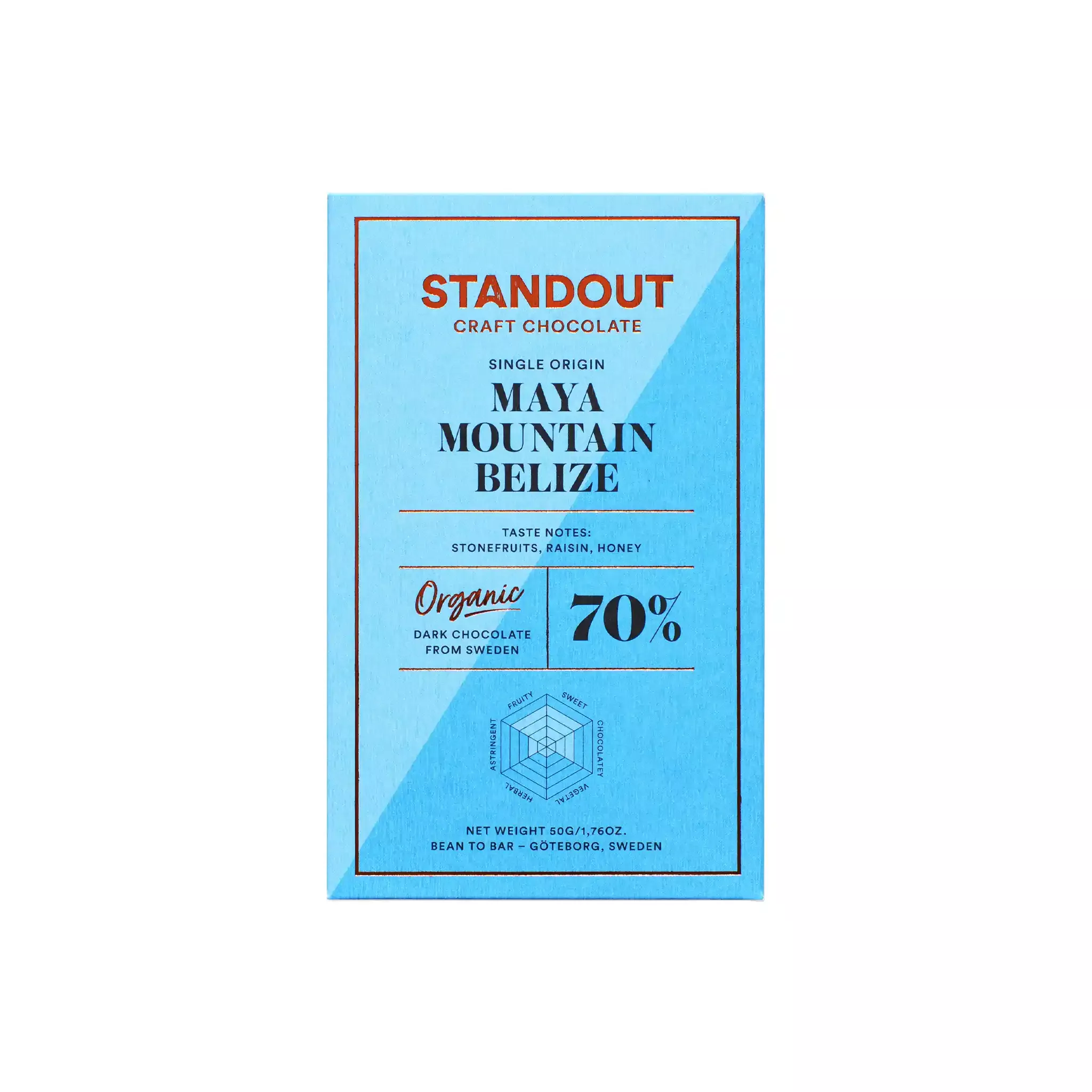 STANDOUT MAYA MOUNTAIN BELIZE 70% DARK CHOCOLATE 50g