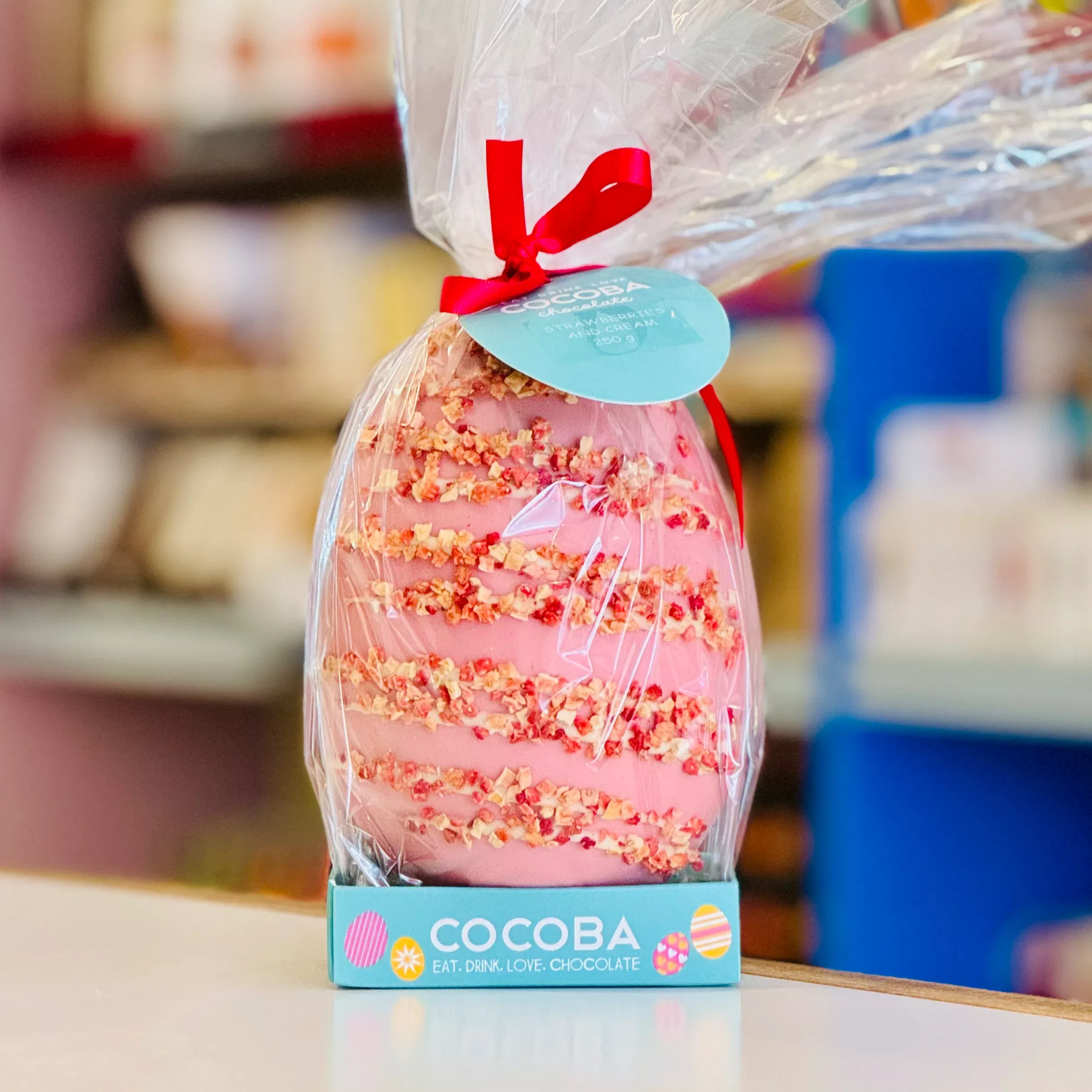 Strawberries and Cream Pink Chocolate Easter Egg