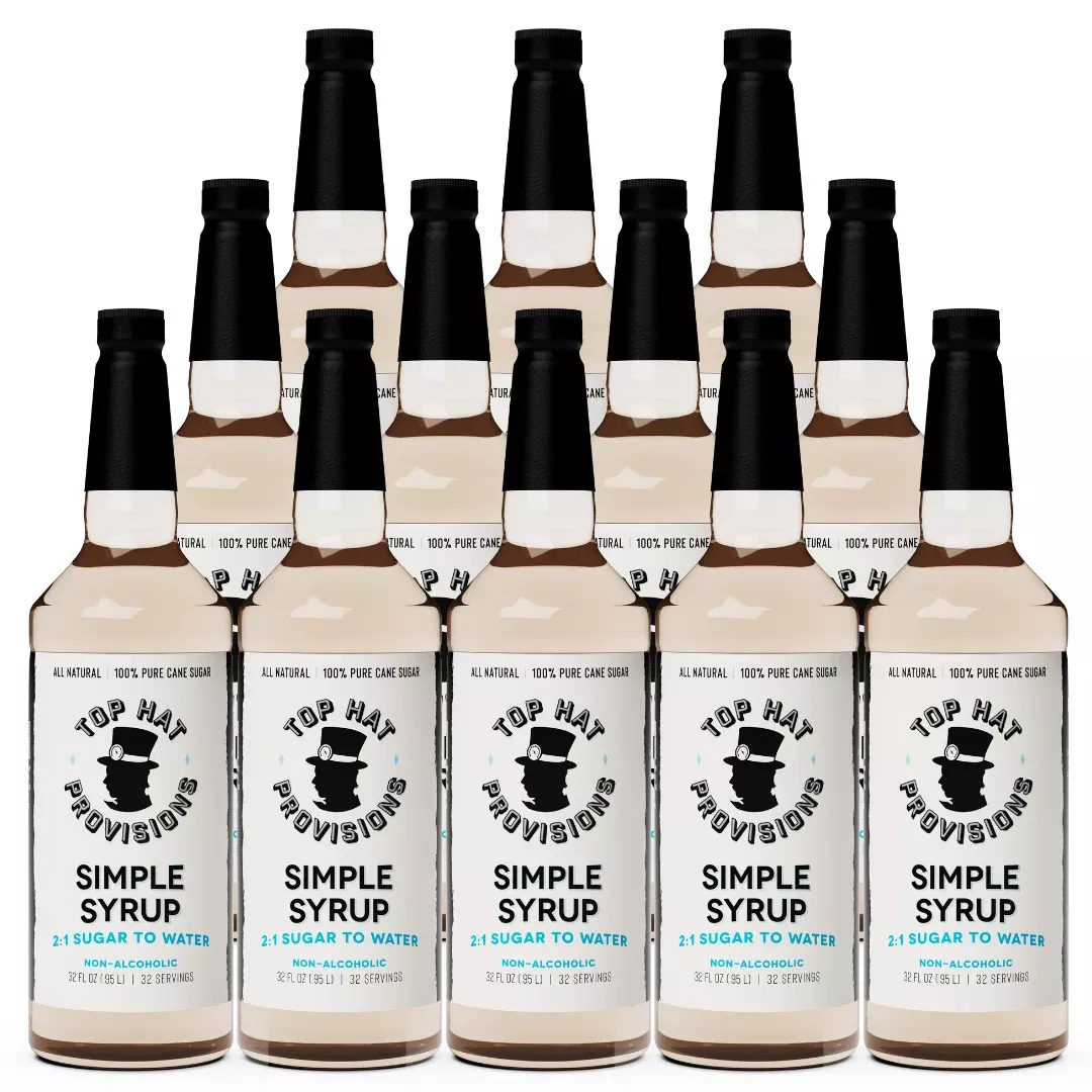 Top Hat Simple Syrup - 100% Cane Sugar 2:1 - 12x32oz case B2B