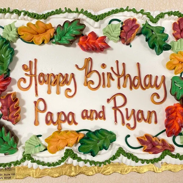 Traditional Fall Leaves Design Sheet Cake