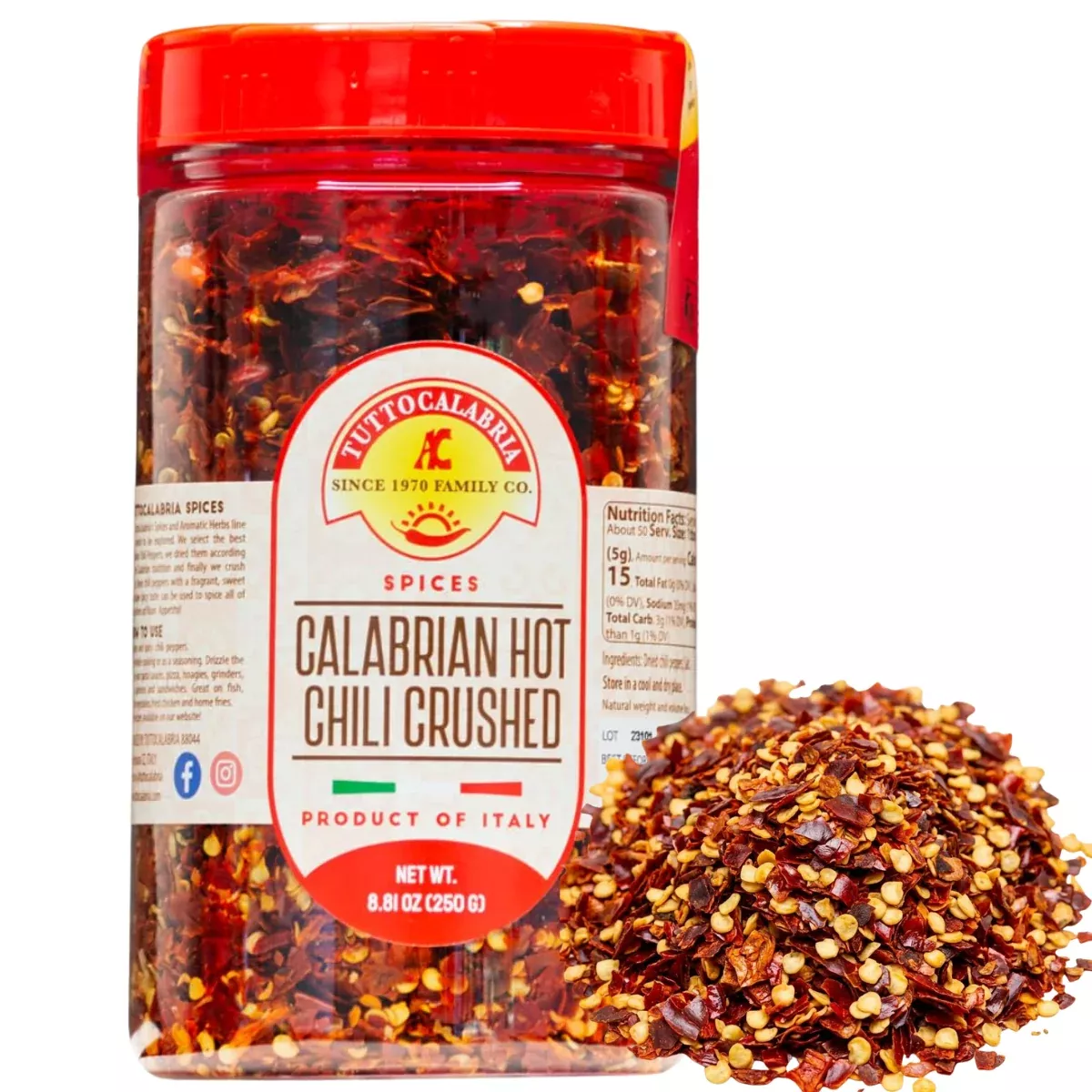 TuttoCalabria Dried Calabrian Chili Flakes – 8.81 oz (250g)