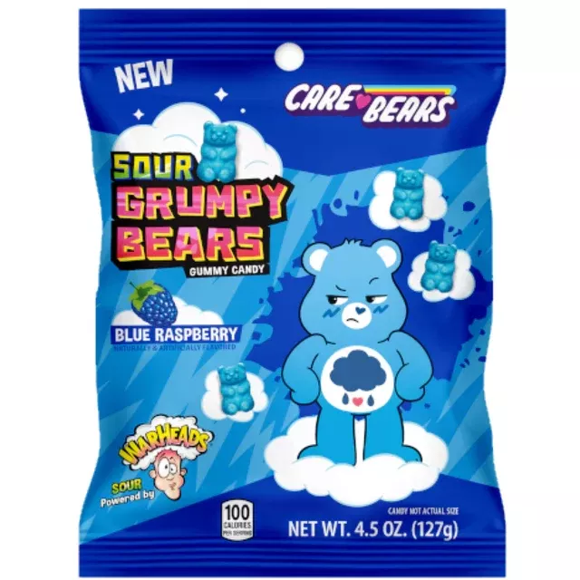 Warheads Sour Grumpy Bears Peg Bag 3.5oz X 12 Units