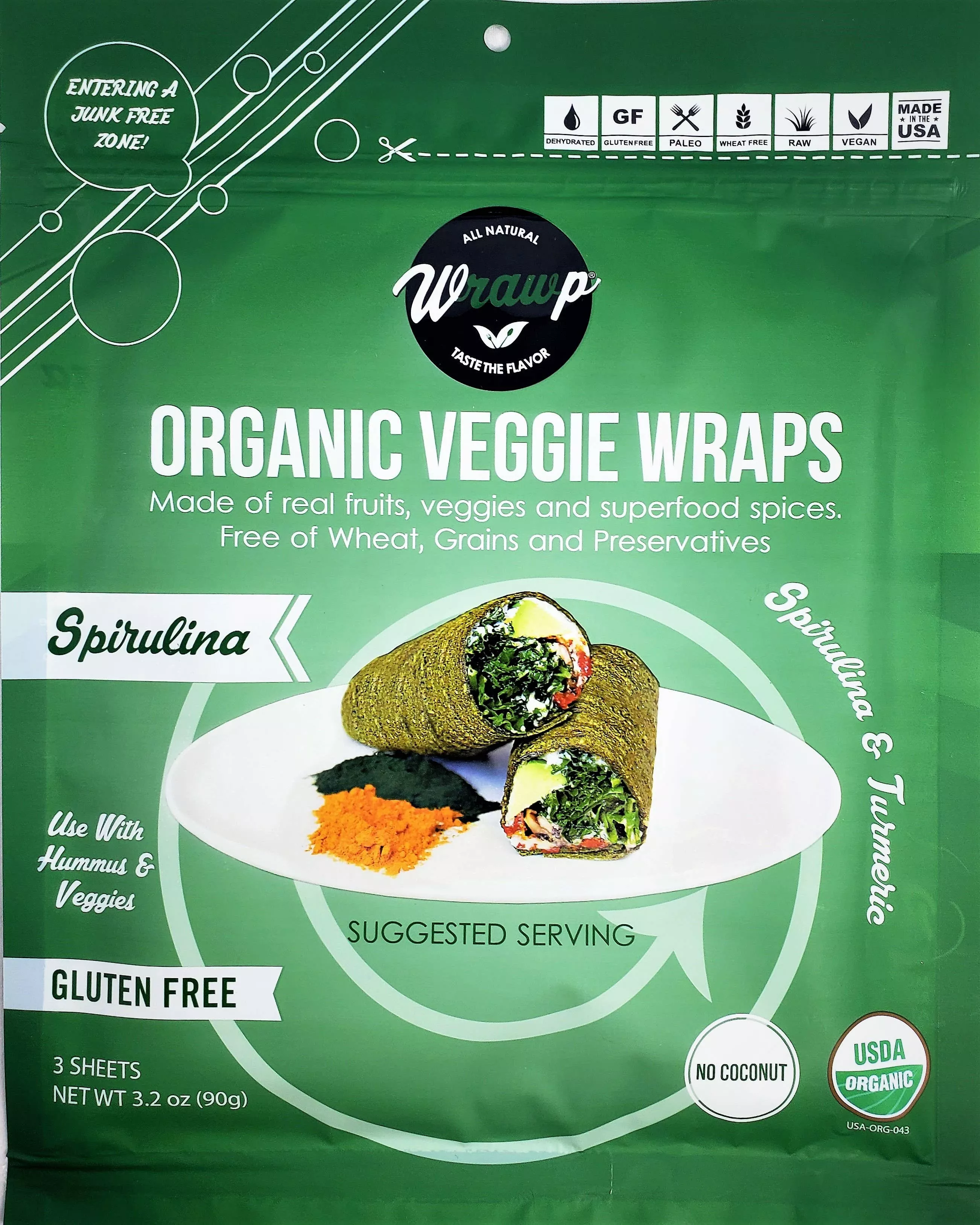 WrawP Foods - Mini Veggie Wraps: Spirulina